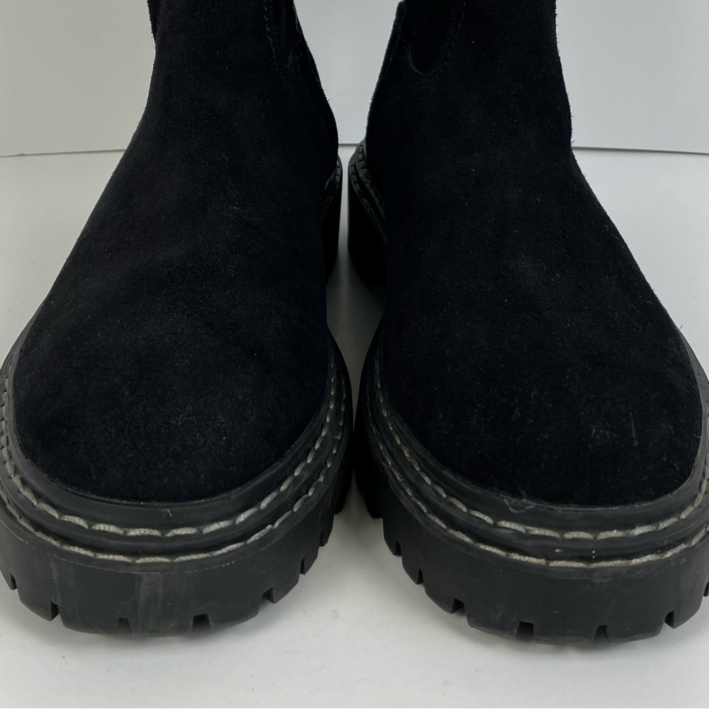 Splendid Alexxi Suede Moto Style Lug Sole Boots Black Zip Closure Sz 8.5 - Picture 3 of 16